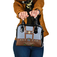 Lederhosen Oktoberfest Shoulder Handbag Blue Edelweiss Floral Polka Dots - Wonder Print Shop