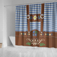 Lederhosen Oktoberfest Shower Curtain Blue Edelweiss Floral Polka Dots - Wonder Print Shop