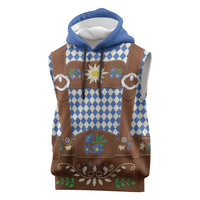 Lederhosen Oktoberfest Sleeveless Hoodie Blue Edelweiss Floral Polka Dots - Wonder Print Shop