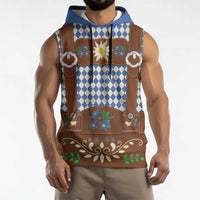 Lederhosen Oktoberfest Sleeveless Hoodie Blue Edelweiss Floral Polka Dots - Wonder Print Shop