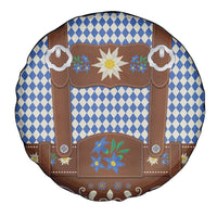 Lederhosen Oktoberfest Spare Tire Cover Blue Edelweiss Floral Polka Dots - Wonder Print Shop