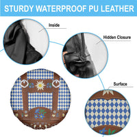 Lederhosen Oktoberfest Spare Tire Cover Blue Edelweiss Floral Polka Dots - Wonder Print Shop