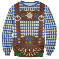 Lederhosen Oktoberfest Sweatshirt Blue Edelweiss Floral Polka Dots - Wonder Print Shop