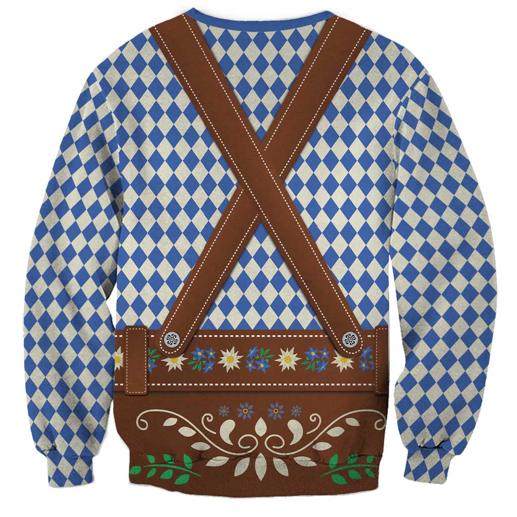 Lederhosen Oktoberfest Sweatshirt Blue Edelweiss Floral Polka Dots - Wonder Print Shop
