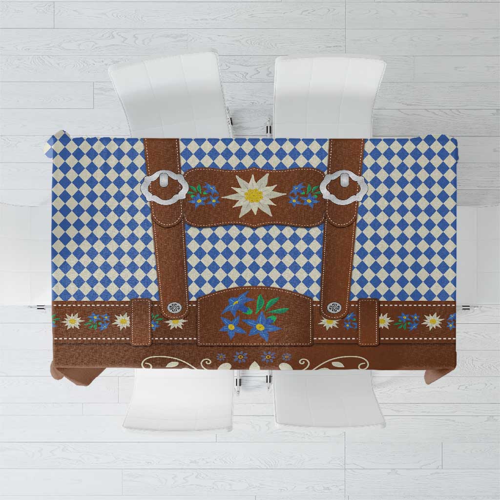 Lederhosen Oktoberfest Tablecloth Blue Edelweiss Floral Polka Dots - Wonder Print Shop