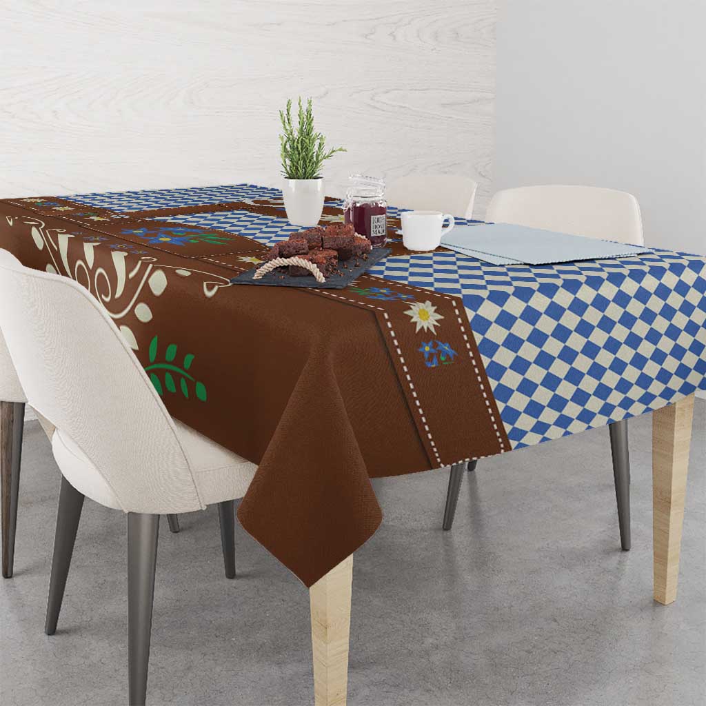 Lederhosen Oktoberfest Tablecloth Blue Edelweiss Floral Polka Dots - Wonder Print Shop
