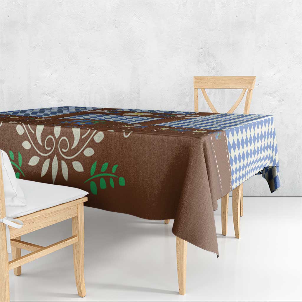 Lederhosen Oktoberfest Tablecloth Blue Edelweiss Floral Polka Dots - Wonder Print Shop