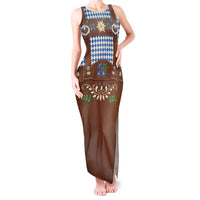 Lederhosen Oktoberfest Tank Maxi Dress Blue Edelweiss Floral Polka Dots - Wonder Print Shop