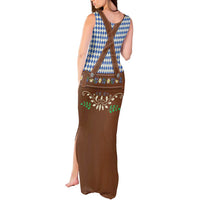 Lederhosen Oktoberfest Tank Maxi Dress Blue Edelweiss Floral Polka Dots - Wonder Print Shop