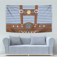 Lederhosen Oktoberfest Tapestry Blue Edelweiss Floral Polka Dots - Wonder Print Shop