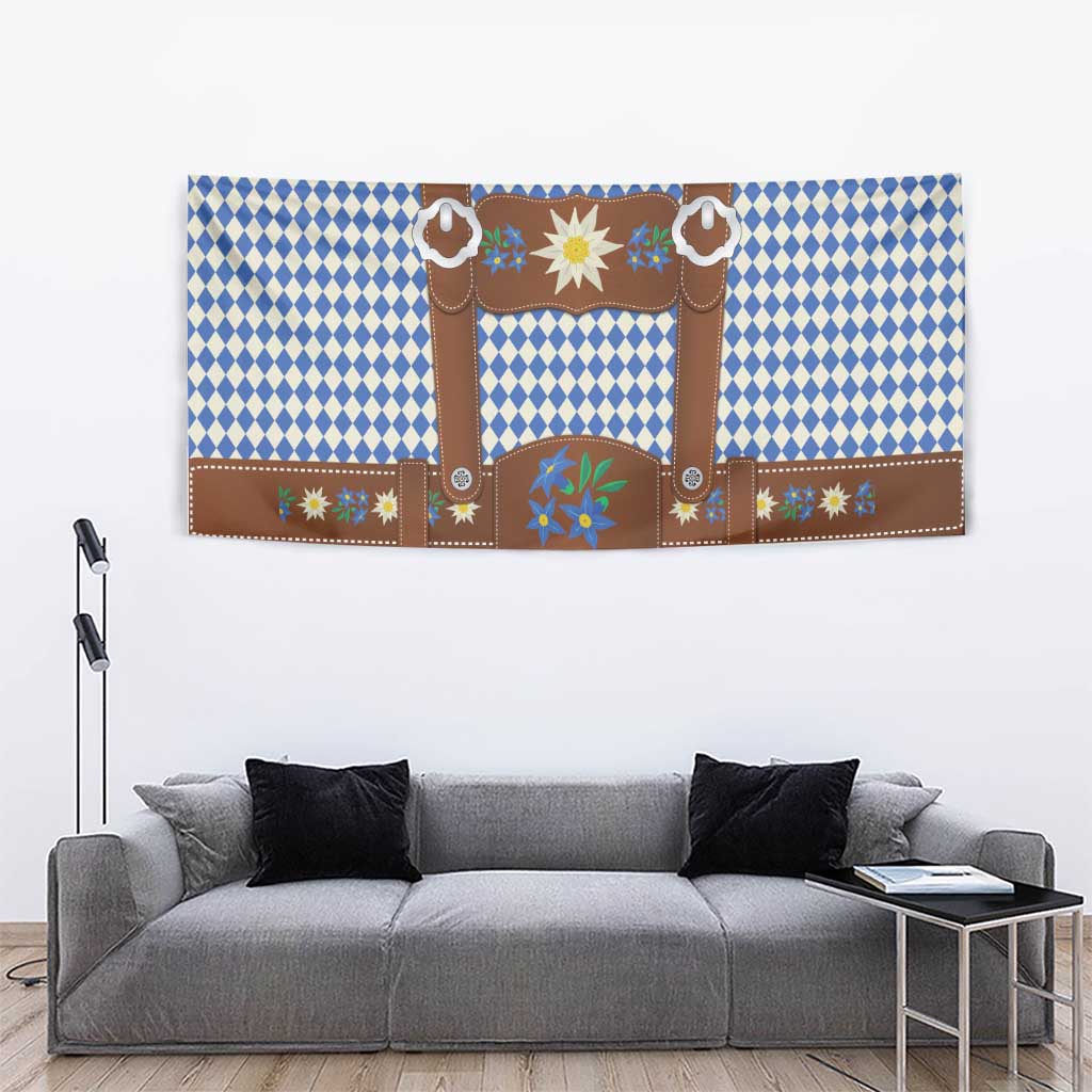 Lederhosen Oktoberfest Tapestry Blue Edelweiss Floral Polka Dots - Wonder Print Shop