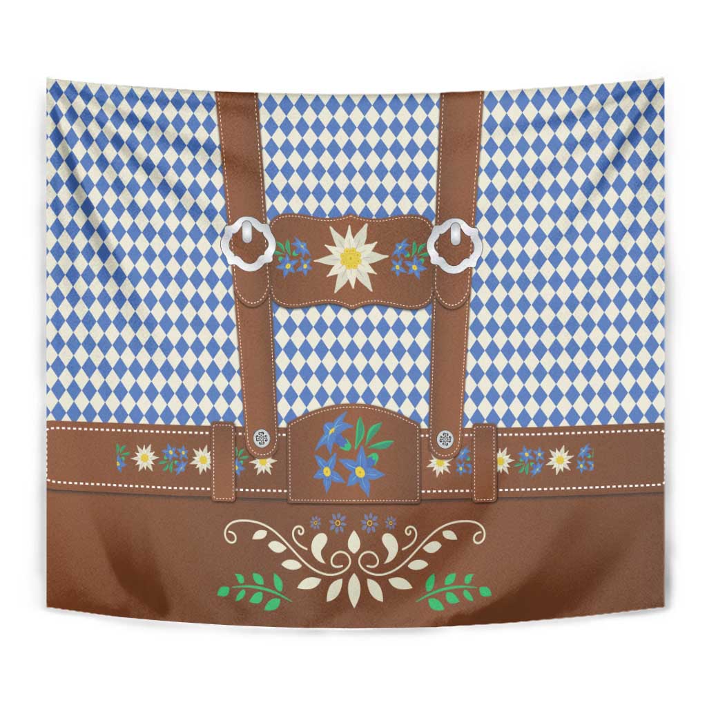 Lederhosen Oktoberfest Tapestry Blue Edelweiss Floral Polka Dots - Wonder Print Shop