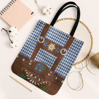 Lederhosen Oktoberfest Tote Bag Blue Edelweiss Floral Polka Dots - Wonder Print Shop