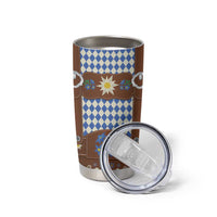 Lederhosen Oktoberfest Tumbler Cup Blue Edelweiss Floral Polka Dots - Wonder Print Shop