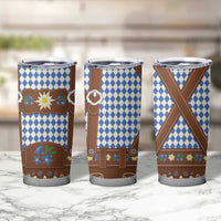 Lederhosen Oktoberfest Tumbler Cup Blue Edelweiss Floral Polka Dots - Wonder Print Shop