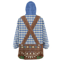 Lederhosen Oktoberfest Wearable Blanket Hoodie Blue Edelweiss Floral Polka Dots - Wonder Print Shop