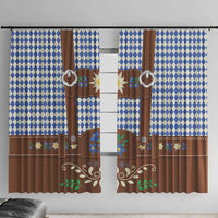 Lederhosen Oktoberfest Window Curtain Blue Edelweiss Floral Polka Dots - Wonder Print Shop