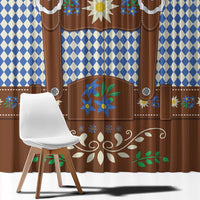 Lederhosen Oktoberfest Window Curtain Blue Edelweiss Floral Polka Dots - Wonder Print Shop
