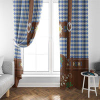 Lederhosen Oktoberfest Window Curtain Blue Edelweiss Floral Polka Dots - Wonder Print Shop