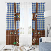 Lederhosen Oktoberfest Window Curtain Blue Edelweiss Floral Polka Dots - Wonder Print Shop