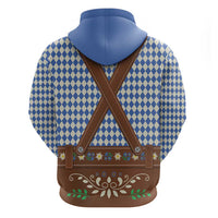 Lederhosen Oktoberfest Zip Hoodie Blue Edelweiss Floral Polka Dots - Wonder Print Shop