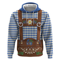 Lederhosen Oktoberfest Zip Hoodie Blue Edelweiss Floral Polka Dots - Wonder Print Shop