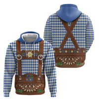 Lederhosen Oktoberfest Zip Hoodie Blue Edelweiss Floral Polka Dots - Wonder Print Shop
