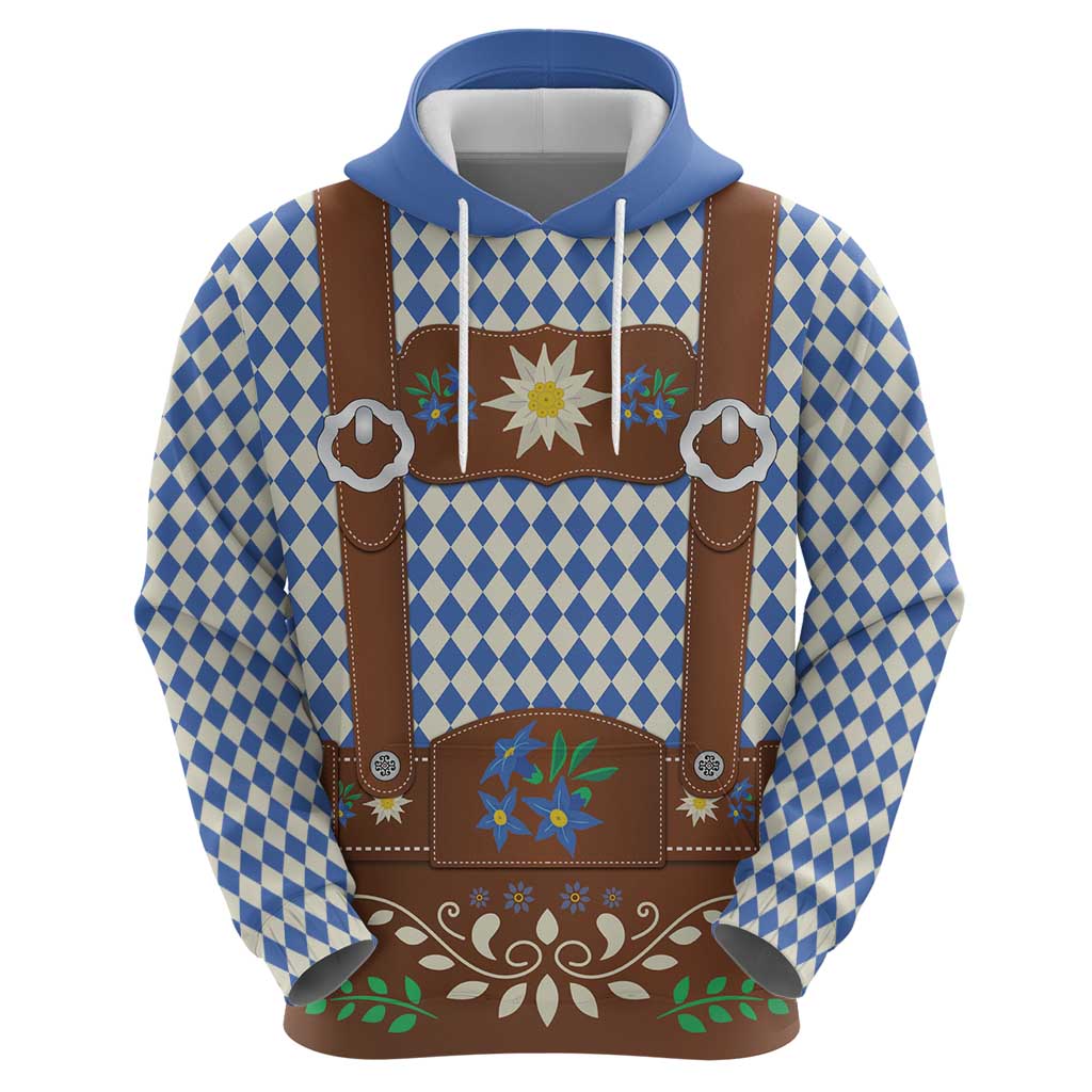 Lederhosen Oktoberfest Zip Hoodie Blue Edelweiss Floral Polka Dots - Wonder Print Shop
