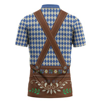 Lederhosen Oktoberfest Zipper Polo Shirt Blue Edelweiss Floral Polka Dots - Wonder Print Shop