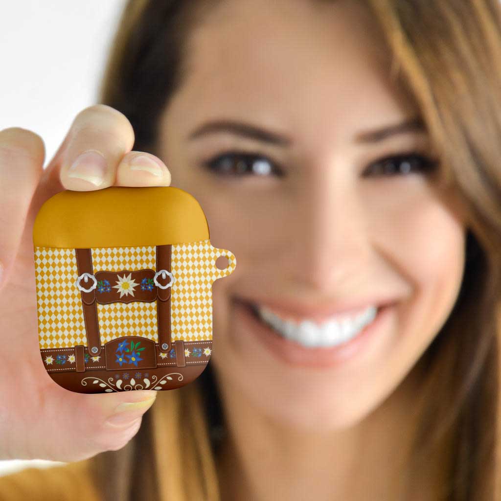 Lederhosen Oktoberfest AirPods Case Gold Edelweiss Floral Polka Dots - Wonder Print Shop