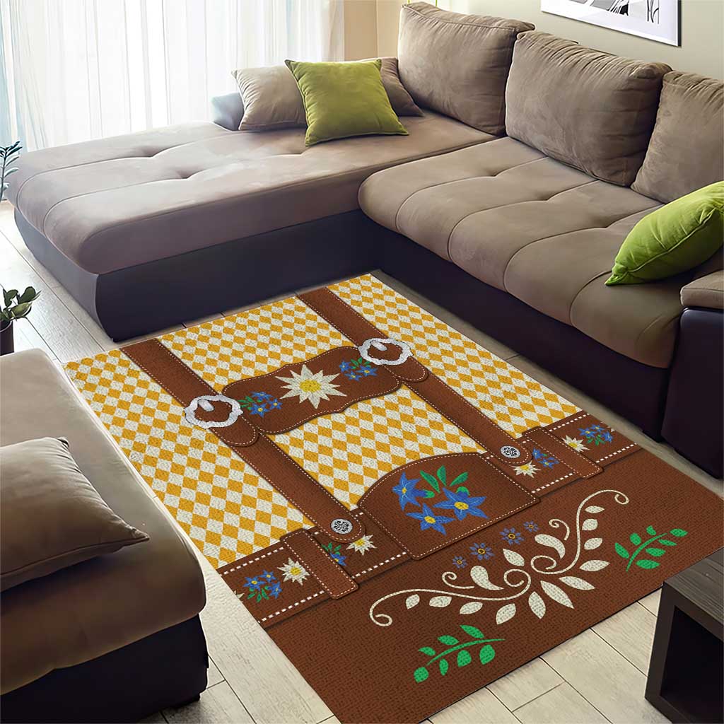 Lederhosen Oktoberfest Area Rug Gold Edelweiss Floral Polka Dots - Wonder Print Shop