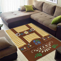 Lederhosen Oktoberfest Area Rug Gold Edelweiss Floral Polka Dots - Wonder Print Shop
