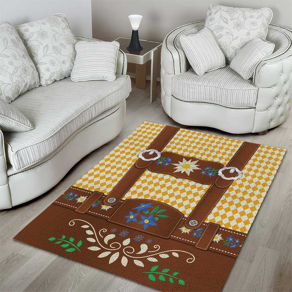 Lederhosen Oktoberfest Area Rug Gold Edelweiss Floral Polka Dots - Wonder Print Shop