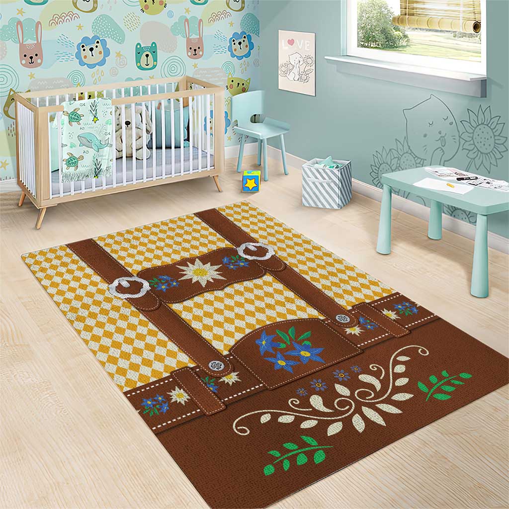 Lederhosen Oktoberfest Area Rug Gold Edelweiss Floral Polka Dots - Wonder Print Shop