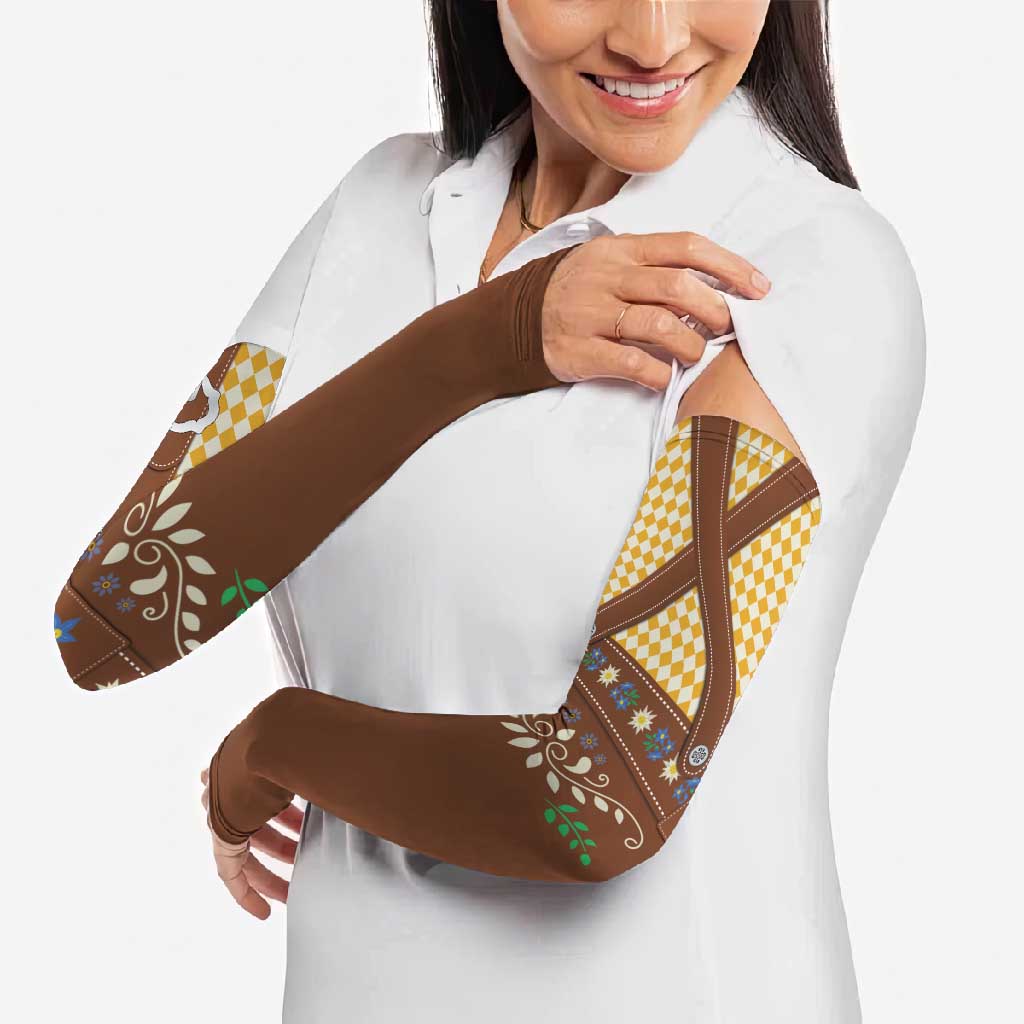 Lederhosen Oktoberfest Arm Sleeves Gold Edelweiss Floral Polka Dots - Wonder Print Shop