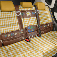 Lederhosen Oktoberfest Back Car Seat Cover Gold Edelweiss Floral Polka Dots - Wonder Print Shop