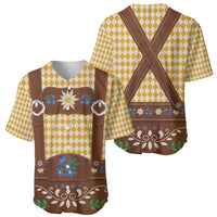 Lederhosen Oktoberfest Baseball Jersey Gold Edelweiss Floral Polka Dots - Wonder Print Shop