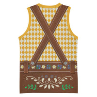 Lederhosen Oktoberfest Basketball Jersey Gold Edelweiss Floral Polka Dots - Wonder Print Shop