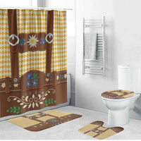 Lederhosen Oktoberfest Bathroom Set Gold Edelweiss Floral Polka Dots - Wonder Print Shop