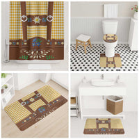 Lederhosen Oktoberfest Bathroom Set Gold Edelweiss Floral Polka Dots - Wonder Print Shop