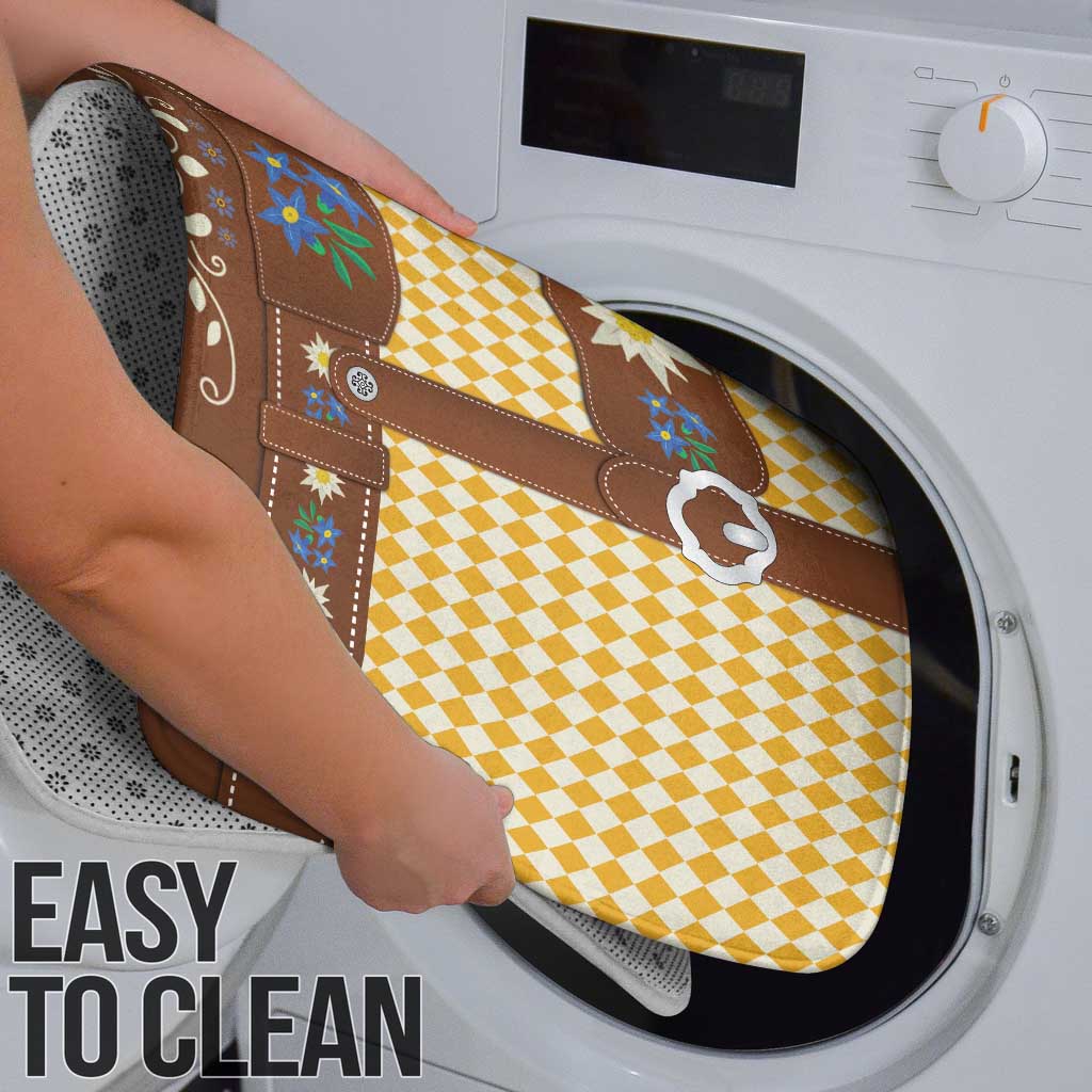 Lederhosen Oktoberfest Bathroom Set Gold Edelweiss Floral Polka Dots - Wonder Print Shop