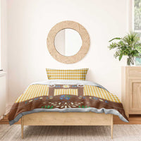 Lederhosen Oktoberfest Bedding Set Gold Edelweiss Floral Polka Dots - Wonder Print Shop