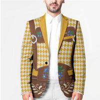 Lederhosen Oktoberfest Blazer Gold Edelweiss Floral Polka Dots - Wonder Print Shop
