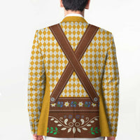 Lederhosen Oktoberfest Blazer Gold Edelweiss Floral Polka Dots - Wonder Print Shop