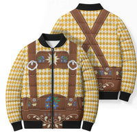 Lederhosen Oktoberfest Bomber Puffer Jacket Gold Edelweiss Floral Polka Dots - Wonder Print Shop