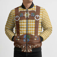 Lederhosen Oktoberfest Bomber Puffer Jacket Gold Edelweiss Floral Polka Dots - Wonder Print Shop