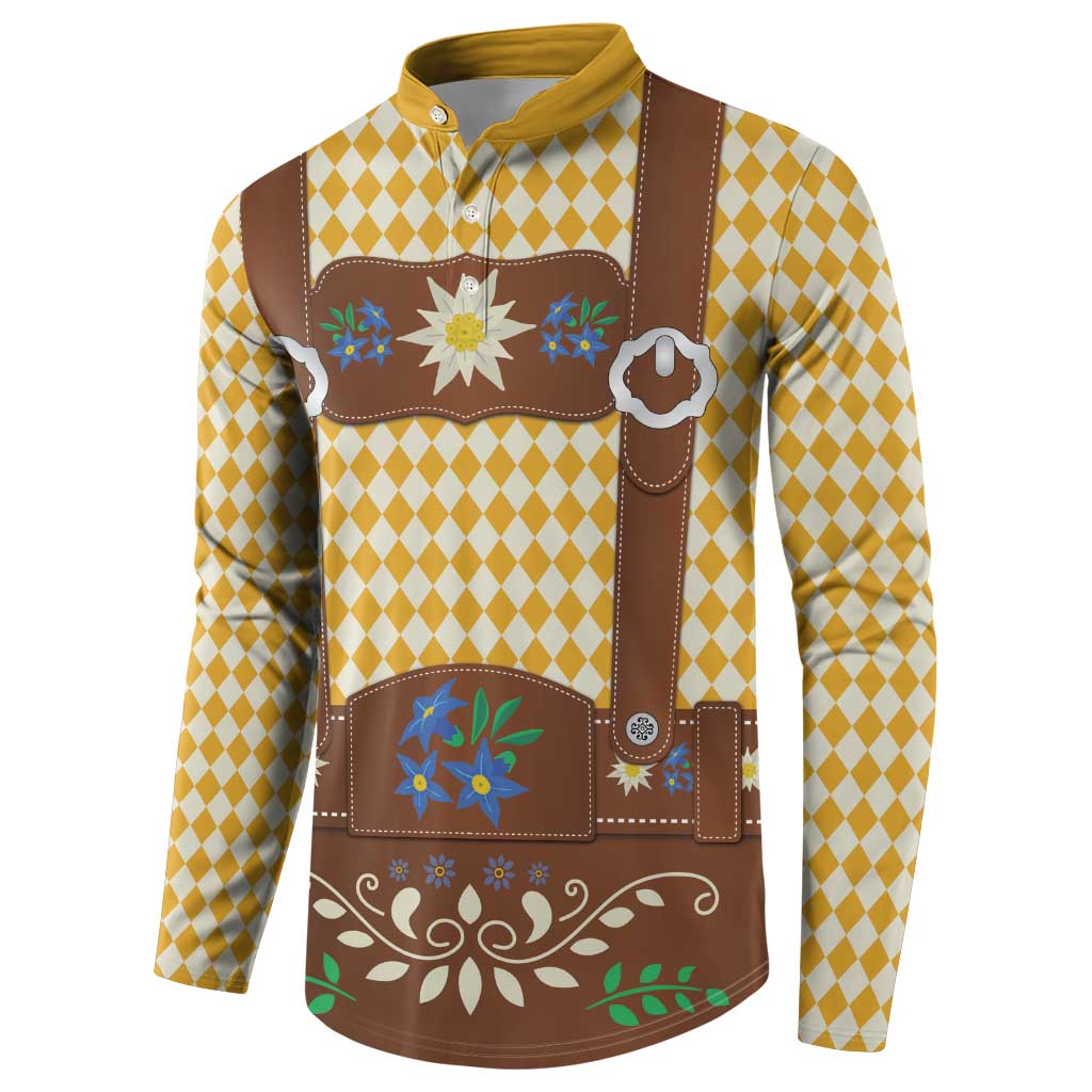 Lederhosen Oktoberfest Button Sweatshirt Gold Edelweiss Floral Polka Dots - Wonder Print Shop