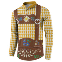 Lederhosen Oktoberfest Button Sweatshirt Gold Edelweiss Floral Polka Dots - Wonder Print Shop
