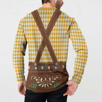 Lederhosen Oktoberfest Button Sweatshirt Gold Edelweiss Floral Polka Dots - Wonder Print Shop