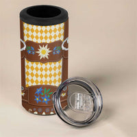 Lederhosen Oktoberfest 4 in 1 Can Cooler Tumbler Gold Edelweiss Floral Polka Dots - Wonder Print Shop